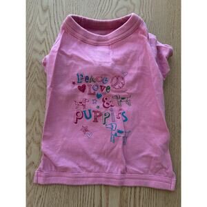 New Old Navy Peace ☮️ Love & Puppies 🐶 Dog T-shirt Pink size Small 9”x11”